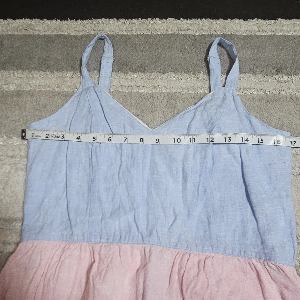 Colorblock Linen Sundress in Blue and Pink - Picture 8 of 8